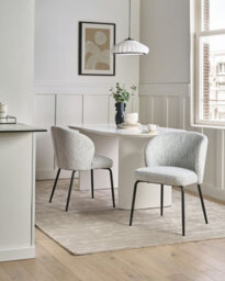 Beliani Set Of 2 Dining Chairs Zana Fabric White/ Blue - thumbnail 2