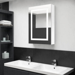 Berkfield Led Bathroom Mirror Cabinet Shining White 50X13X70 Cm