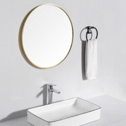 Living And Home Gold Round Wall Mounted Framed Bathroom Mirror Vanity Mirror 40 Cm - thumbnail 3
