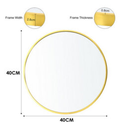 Living And Home Gold Round Wall Mounted Framed Bathroom Mirror Vanity Mirror 40 Cm - thumbnail 6