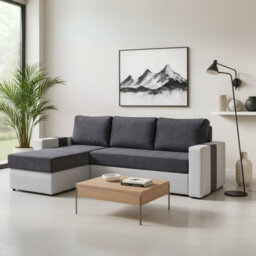 Aden Universal Side Corner Sofa Bed With Storage Grey With White