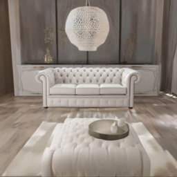 Chesterfield 3 Seater Shelly Rice Milk Leather Sofa Bespoke In Classic Style - thumbnail 3