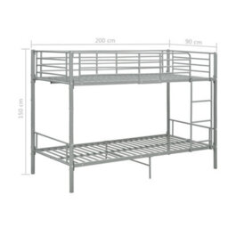 Berkfield Bunk Bed Grey Metal 90X200 Cm - thumbnail 8