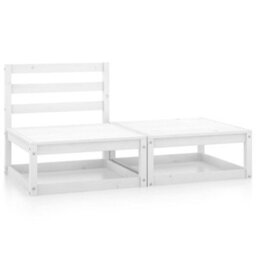 Walplus 2 Piece Garden Lounge Set White Solid Pinewood