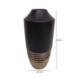 Vanity Living 40.5Cm Black And Textured Bronze Ceramic Vase For Home Decor - thumbnail 2