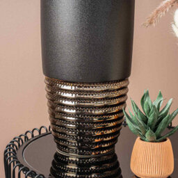 Vanity Living 40.5Cm Black And Textured Bronze Ceramic Vase For Home Decor - thumbnail 3