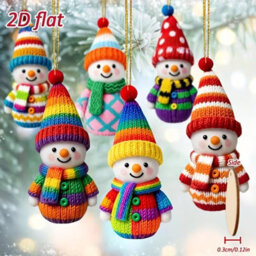 Amorly 12Pack Wooden Snowman Hanging Ornaments, Vibrant Cute Christmas Tree Decor, Winter Wooden Crafts For Wreath, Indoor Decoration - thumbnail 9