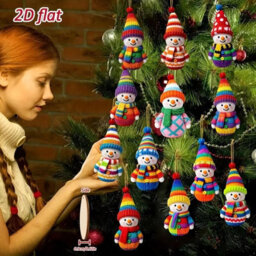 Amorly 12Pack Wooden Snowman Hanging Ornaments, Vibrant Cute Christmas Tree Decor, Winter Wooden Crafts For Wreath, Indoor Decoration - thumbnail 5