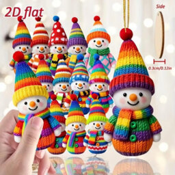 Amorly 12Pack Wooden Snowman Hanging Ornaments, Vibrant Cute Christmas Tree Decor, Winter Wooden Crafts For Wreath, Indoor Decoration - thumbnail 8