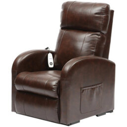 Loops Comfortable Single Motor Rise And Recline Lounge Chair In Chestnut Pu Leather - thumbnail 1