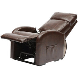 Loops Comfortable Single Motor Rise And Recline Lounge Chair In Chestnut Pu Leather - thumbnail 2