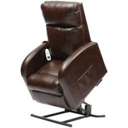 Loops Comfortable Single Motor Rise And Recline Lounge Chair In Chestnut Pu Leather - thumbnail 3