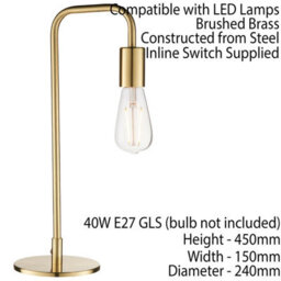 Modern Hangman Table Lamp Brass Industrial Metal Arm Bedside Desk Light Base - thumbnail 2
