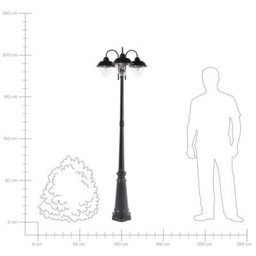 Beliani 3-Light Outdoor Lamp Post Black Aluminium With Synthetic Shade 2090mm - thumbnail 5