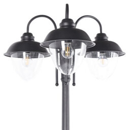 Beliani 3-Light Outdoor Lamp Post Black Aluminium With Synthetic Shade 2090mm - thumbnail 3