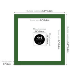 "4X4"" Green Picture Frame - 4X4"" Square Frame With 1X1"" Mount For 4X4""/1X1"" Pictures Moderrn Style Thin Edge, 1 Pack" - thumbnail 2