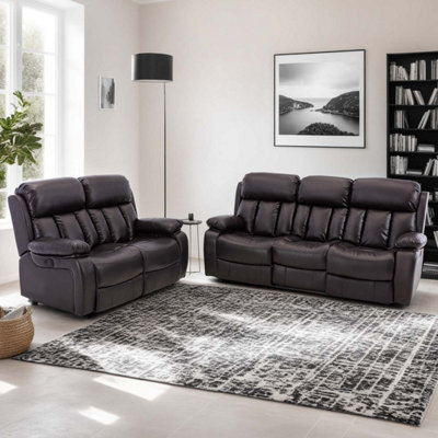 More4Homes Chester Electric Recliner Bonded Leather 2+3 Seater Sofa Set (Brown) - image 1