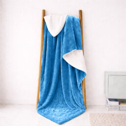 Oxford Homeware Blanket Reversible Soft Plush Throw For Bed & Sofa Sherpa Fleece Blanket, Sky Blue, Single (130 X 150Cm)