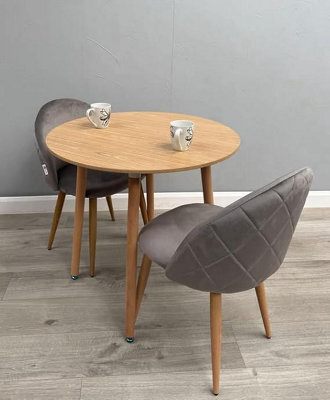 Life Interiors Lucia Dining Set With Round Table And Set Of 2 Lucia Velvet Dining Chairs - image 1