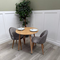Life Interiors Lucia Dining Set With Round Table And Set Of 2 Lucia Velvet Dining Chairs - thumbnail 2