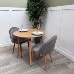Life Interiors Lucia Dining Set With Round Table And Set Of 2 Lucia Velvet Dining Chairs - thumbnail 3