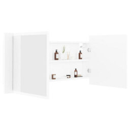 Berkfield Stylish Led Bathroom Mirror Cabinet White 100X12X45 Cm - thumbnail 6