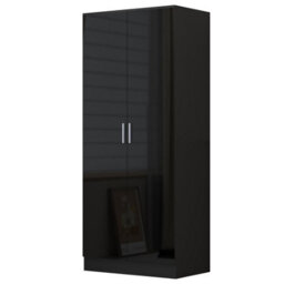 Reflect 3Pc Wardrobe Bundle - 2 Door Corner + 3 Door Mirror + 2 Door Plain - Black Gloss & Black Oak - H: 180Cm X W: 291Cm - thumbnail 7