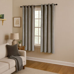 Happy Homewares Dark Taupe Velvet Darkening Eyelet Curtains - 46X63 Inch Drop - Pair - thumbnail 6