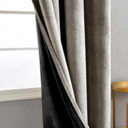 Happy Homewares Dark Taupe Velvet Darkening Eyelet Curtains - 46X63 Inch Drop - Pair - thumbnail 3