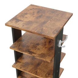 Retro 8 Tiers Vertical Wooden Shoe Rack With Hooks, Narrow Space Saving For Entryway - thumbnail 6