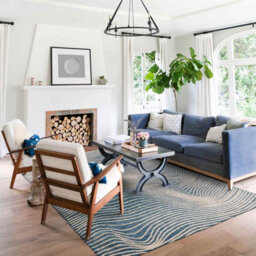 Modern Blue Easy To Clean Abstract Rug For Living Room & Bedroom-200Cm X 290Cm - thumbnail 1