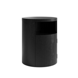 Wyld Haus Yori Round Black Bedside Cabinet With 1 Door And Open Shelf - thumbnail 4