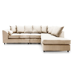 Furnishings For Less UK Casper Soft Chenille Fabric 5 Seater L Shaped Corner Sofa  Beige Right Hand Facing - Scatter Back - thumbnail 1