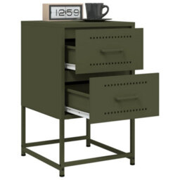 Berkfield Bedside Cabinets 2 Pcs Olive Green 36X39X60.5 Cm Steel - thumbnail 4