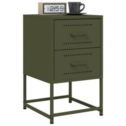 Berkfield Bedside Cabinets 2 Pcs Olive Green 36X39X60.5 Cm Steel