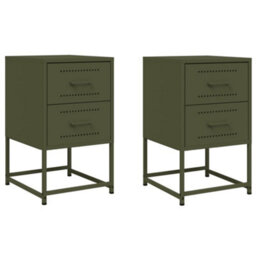 Berkfield Bedside Cabinets 2 Pcs Olive Green 36X39X60.5 Cm Steel - thumbnail 2