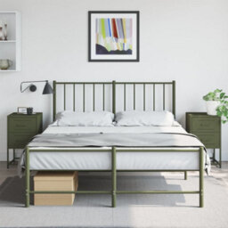 Berkfield Bedside Cabinets 2 Pcs Olive Green 36X39X60.5 Cm Steel - thumbnail 3