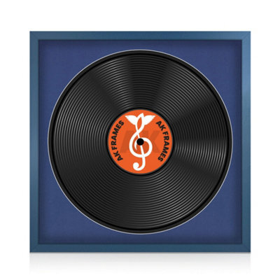 "16X16"" Navy Blue Sleek Vinyl Record Frame With Blue Mount For 12 Inch Lp Disc - Ak Frames" - image 1