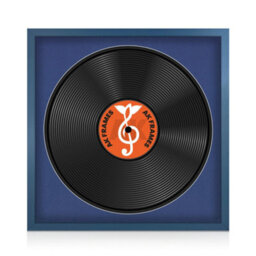 "16X16"" Navy Blue Sleek Vinyl Record Frame With Blue Mount For 12 Inch Lp Disc - Ak Frames"