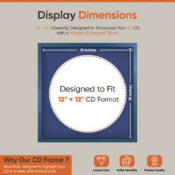 "16X16"" Navy Blue Sleek Vinyl Record Frame With Blue Mount For 12 Inch Lp Disc - Ak Frames" - thumbnail 2
