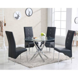 Furniture in Fashion Daytona Round Clear Glass Dining Table With Chrome Legs - thumbnail 2