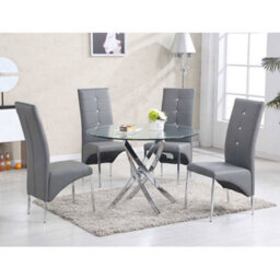 Furniture in Fashion Daytona Round Clear Glass Dining Table With Chrome Legs - thumbnail 4