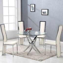 Furniture in Fashion Daytona Round Clear Glass Dining Table With Chrome Legs - thumbnail 3