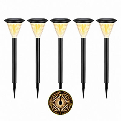 Gwsolar Solar Path Lights Pack Of 5, Warm White 50Lm Led Garden Stakes, Dusk To Dawn, Weatherproof For Pathway Patio Lawn - image 1