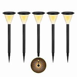 Gwsolar Solar Path Lights Pack Of 5, Warm White 50Lm Led Garden Stakes, Dusk To Dawn, Weatherproof For Pathway Patio Lawn - thumbnail 1