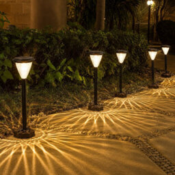 Gwsolar Solar Path Lights Pack Of 5, Warm White 50Lm Led Garden Stakes, Dusk To Dawn, Weatherproof For Pathway Patio Lawn - thumbnail 2