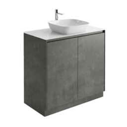 Plum&clay Rigel Concrete Floor Standing Bathroom Vanity Unit With White Worktop (W)900mm (H)850mm