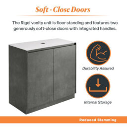 Plum&clay Rigel Concrete Grey Floor Standing Bathroom Vanity Unit With White Worktop (W)900mm (H)850mm - thumbnail 4
