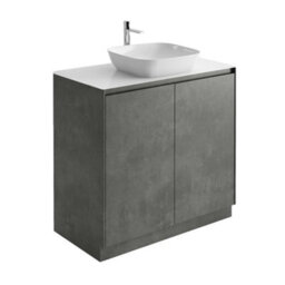 Plum&clay Rigel Concrete Grey Floor Standing Bathroom Vanity Unit With White Worktop (W)900mm (H)850mm - thumbnail 3