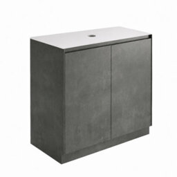 Plum&clay Rigel Concrete Grey Floor Standing Bathroom Vanity Unit With White Worktop (W)900mm (H)850mm - thumbnail 2